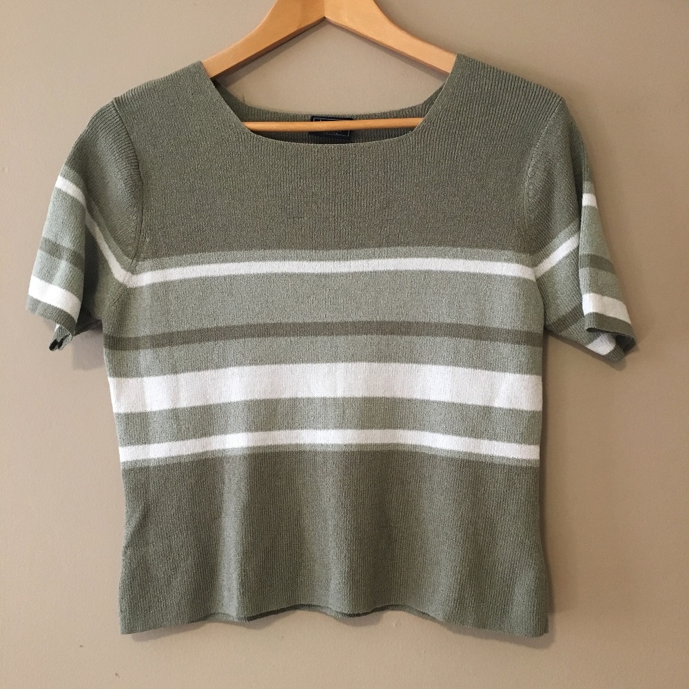 Olive Green Striped Crop Top